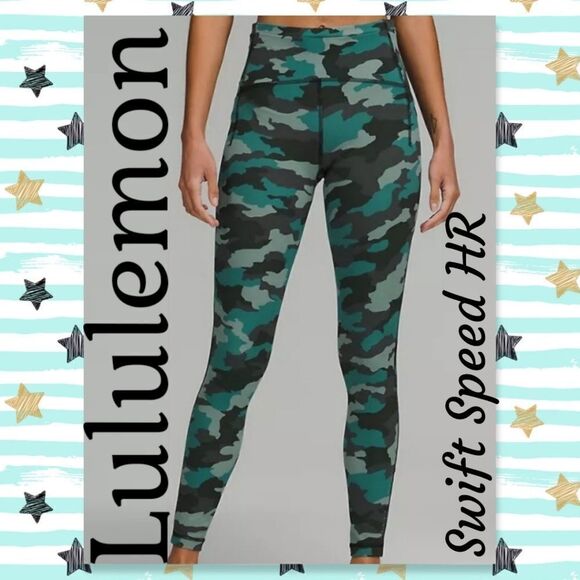 NWT Lululemon Swift Speed HR Tight 28" Heritage Camo Tidewater Teal - Picture 1 of 8